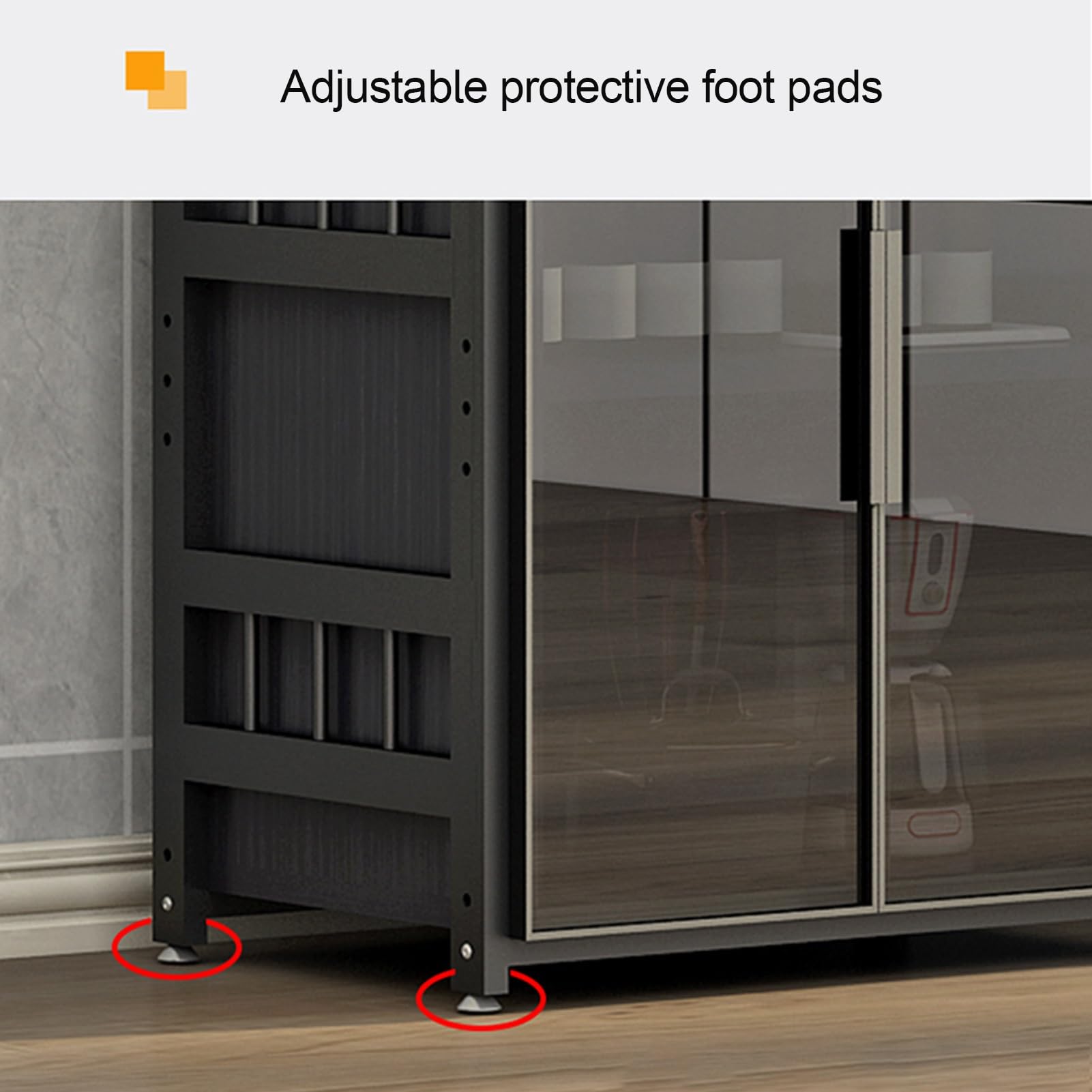 Armadietto da cucina autoportante bianco con ripiani regolabili, supporto per microonde e ante per armadietti, perfetto per sala da pranzo, soggiorno, studio e cucina