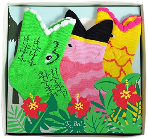 K. Bell Baby's Tropical Trio 3-Pair Pack Socks 68797 0-12 One Size