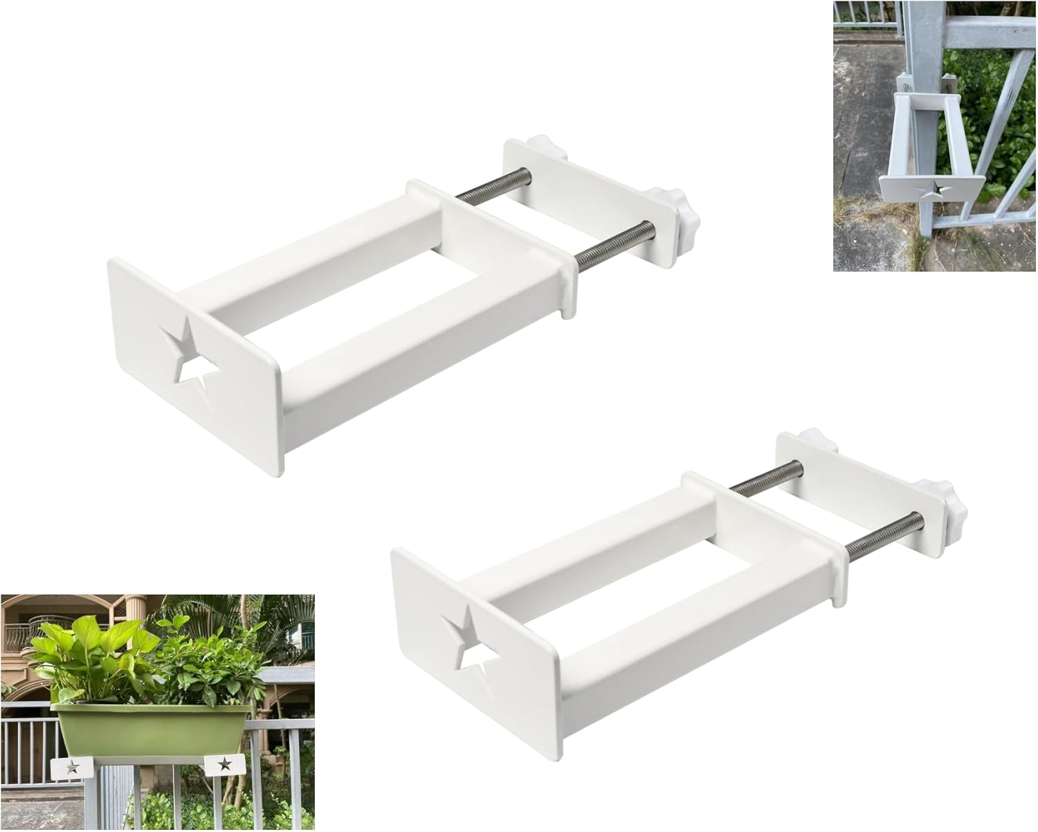 Deck and Fence Rail Universal Planter Box Outdoor Hanging Brackets, Deck Railing