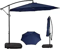 Ombrelone Lateral Suspenso 3m Kauai Azul Com Base Plástica 55L Jardim Piscina - AMZ