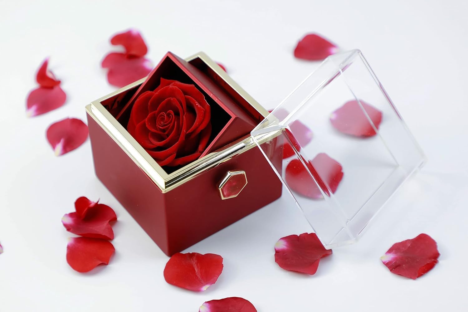 To My Love Necklace Eternal Rose Rotating 360 Gift Box Jewelry Box, Preserved Red Rose with to My Love Necklace, Gifts for Her, Wife, Girlfriend, Wife, Rose Gifts for Women - Image 3