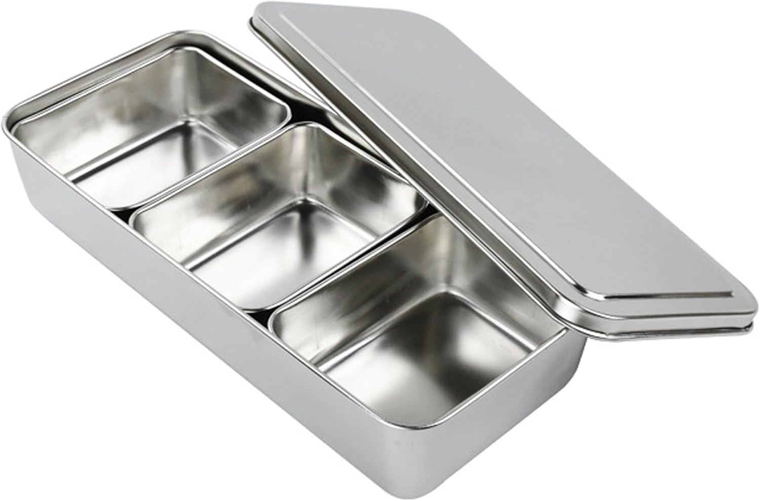 Spice Box Seasoning Box Stainless Steel 3 Compartment Seasoning Containers with Lid Detachable Washable Condiment & Spice for Kitchen