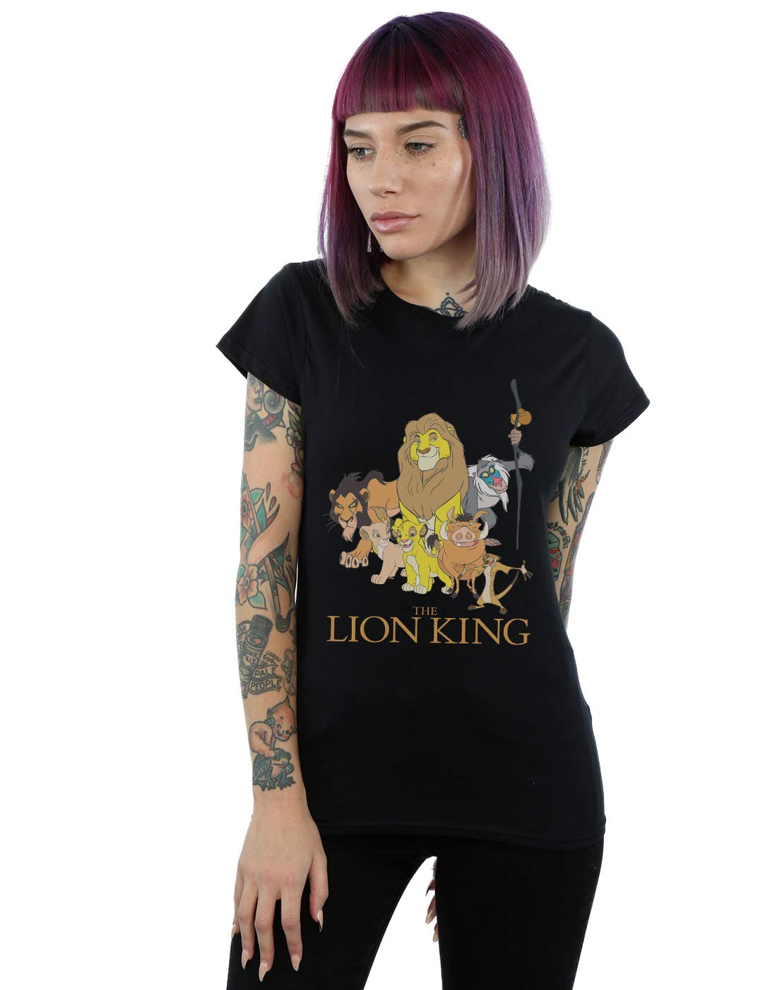 Absolute Cult Women's Black Disney The Lion King Group T-Shirt Small