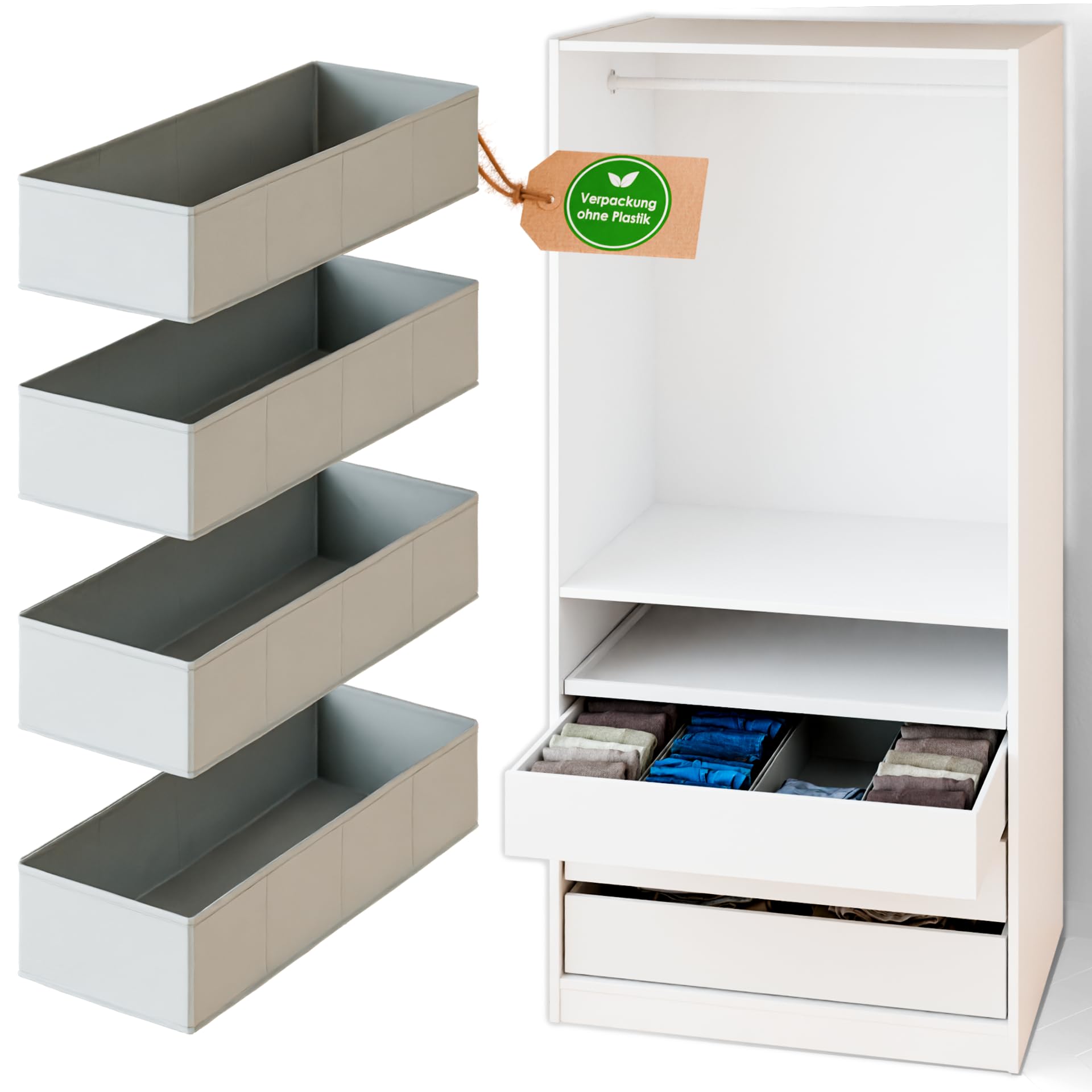 PAX Schubladen Organizer, Boxen zur Kleiderschrank Organisation, Ordnungssystem für Schubkasten 50cm und 100cm (PAX500 (schmal)) Küche, Haushalt & Wohnen