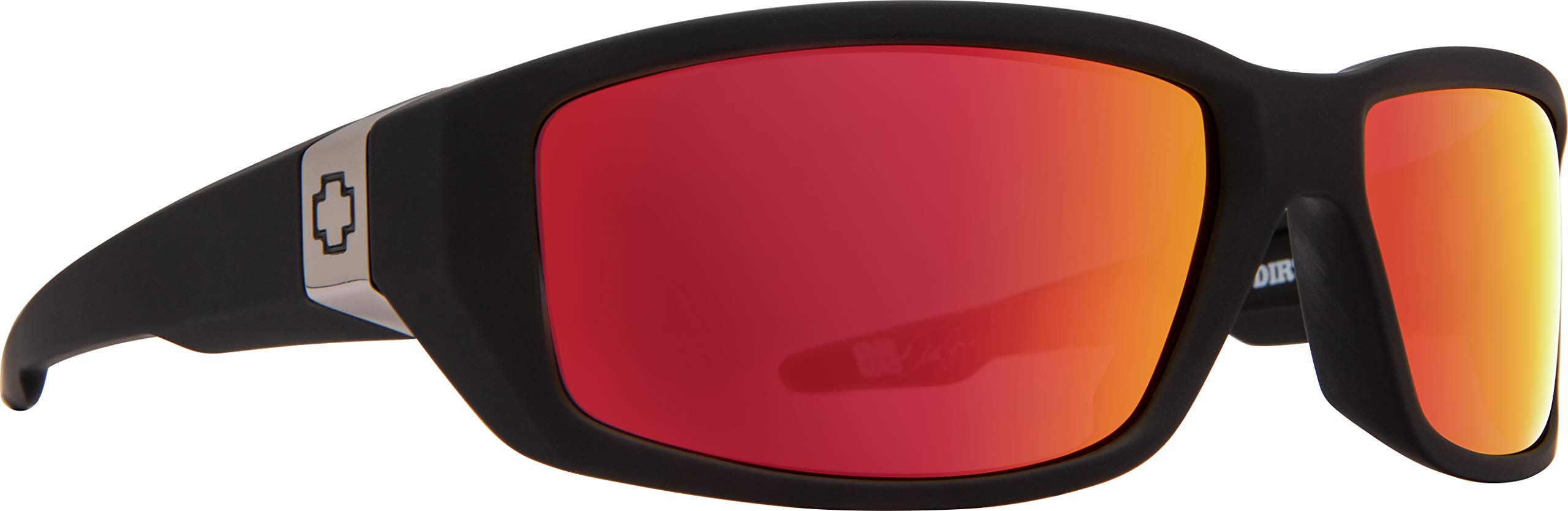 Spy Optic Dirty Mo Sunglasses for Men and for Women | Polarized Styles Available | Shatter Resistant Lenses | Patented Happy Lens Tech (Matte Black - Happy Rose w/Red Spectra Mirror)