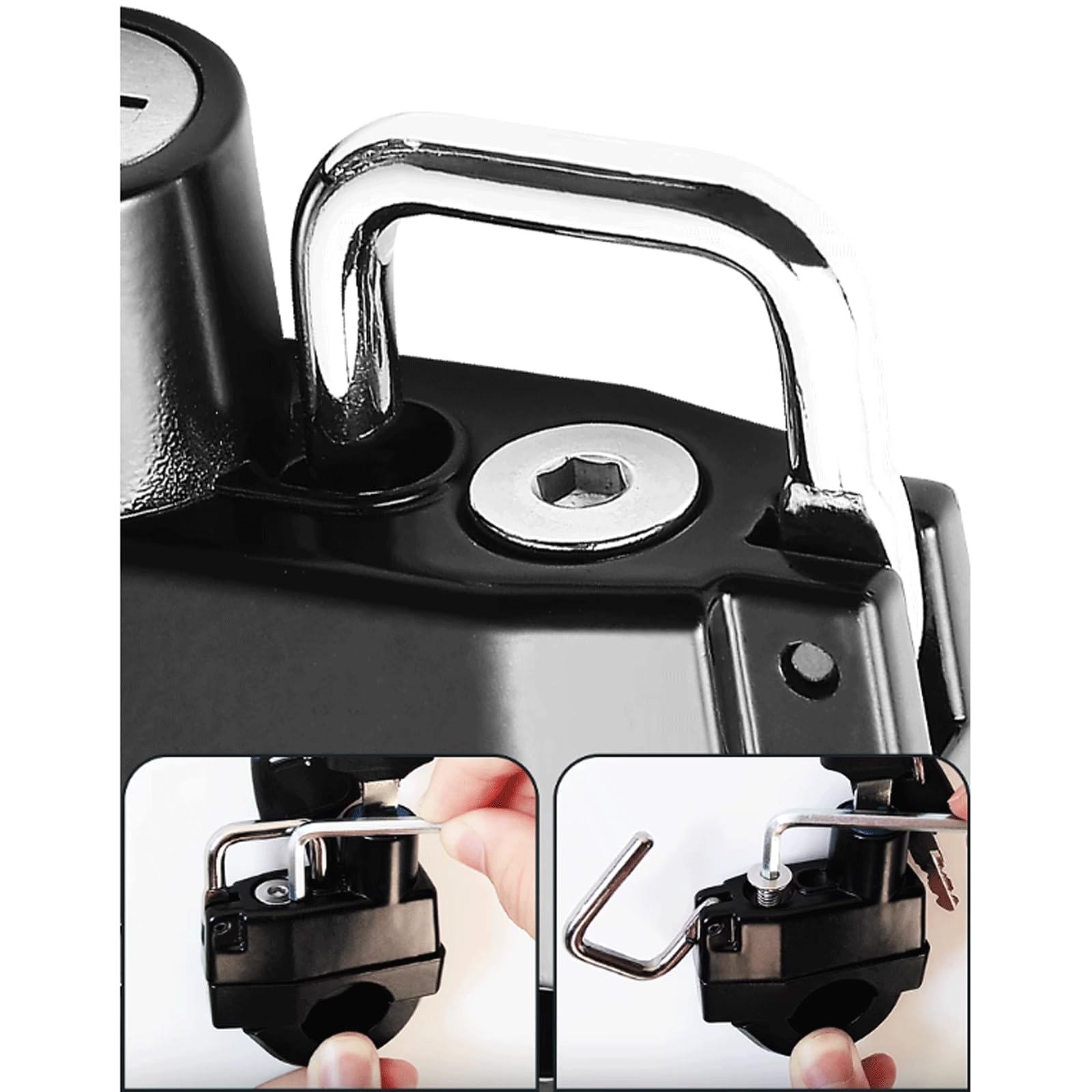 KRILLIQ Serrure antivol Crochet en métal Lot de 4 Serrure de Casque de véhicule électrique Serrure de Casque de véhicule électrique Accessoire Polyvalent pour vélo Scooter Moto