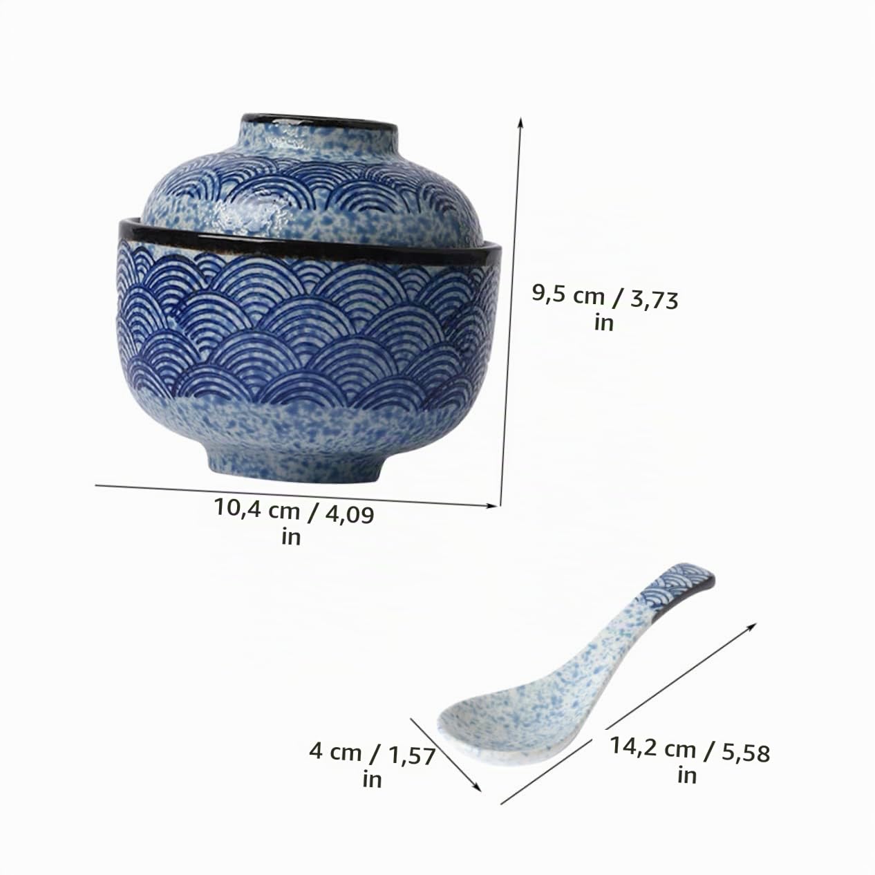 DOITOOL 2 Set di pentole in ceramica in ceramica set di stoviglie ramen ciotola con coperchio ciotola giapponese zuppa ciotola riso miso miso con coperchio