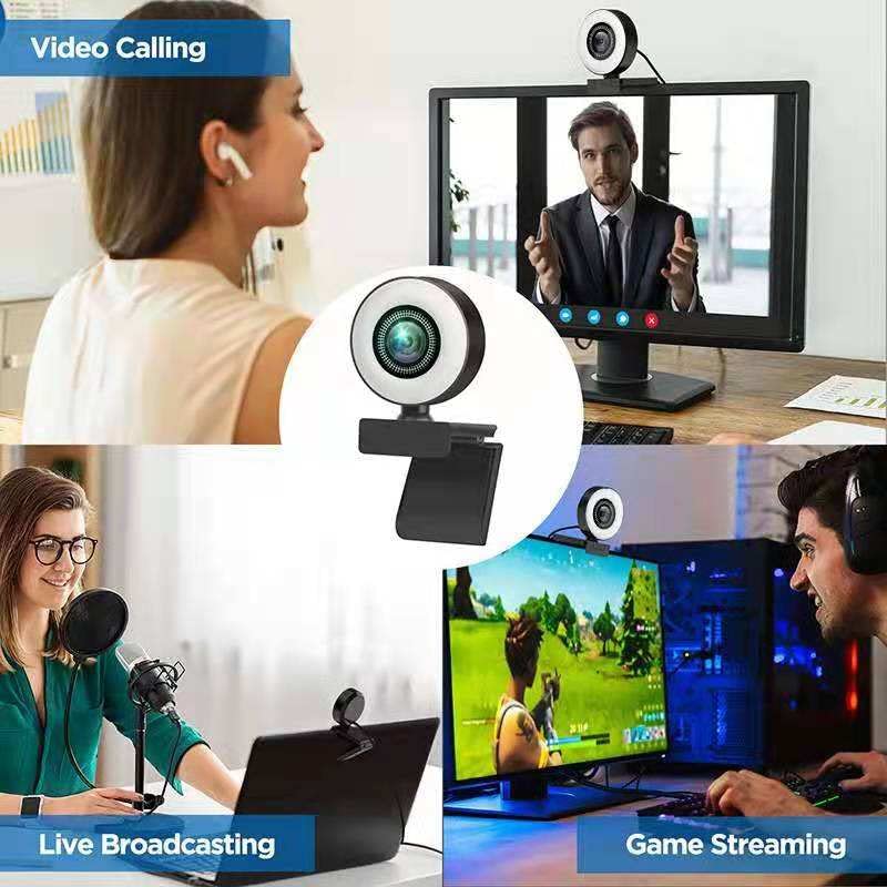 Streaming Webcam with Ring Light - 1080P 60FPS Autofocus Computer Camera - Twitch, PC, & MAC Compati