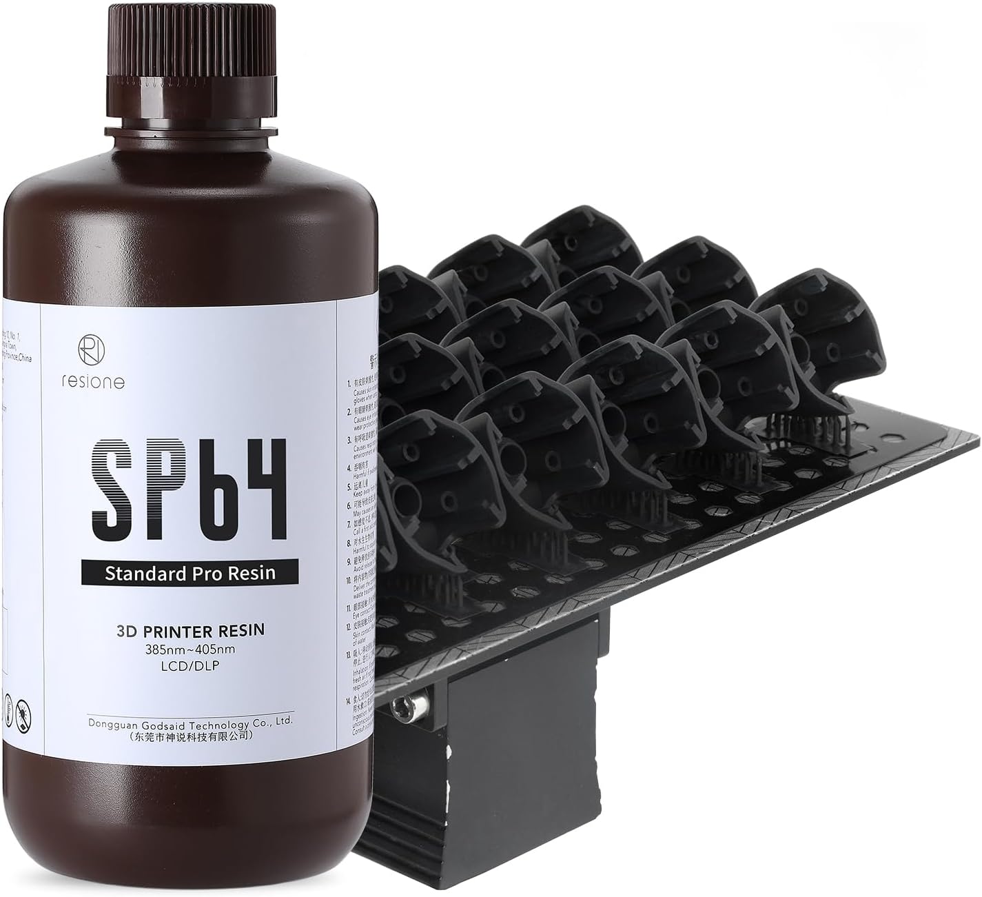 SP64 Standard Pro Resin with Matte Finish and Sharp Details, 3D Printing Resin with Low Water Absorption, Slim Supports and Quick Reprocessing, Easy to Use and Sturdy, Black 1000g
