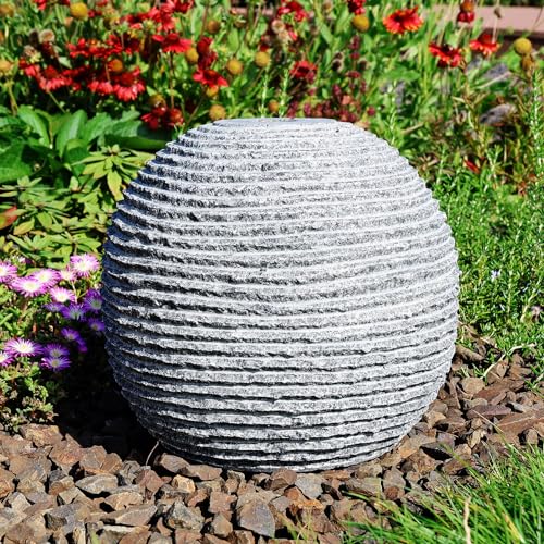 CLGarden Granit Springbrunnen Kugel 30cm geriffelt mit Bohrung für...