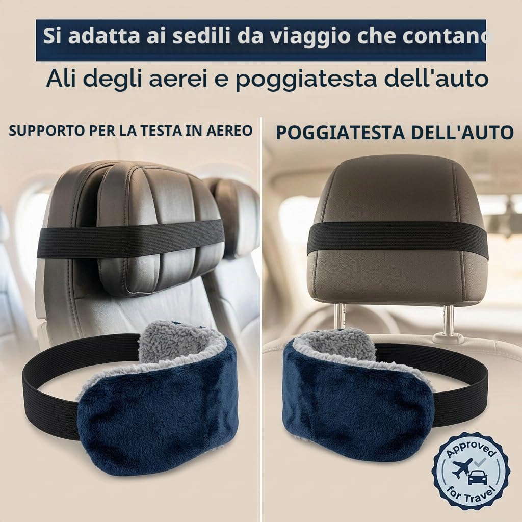 SeatSleeper L'alternativa al cuscino da viaggio che impedisce il dondolio della testa – Cinghie per la testa dell'aereo e fascia di supporto per la testa dell'auto ideale per viaggiare in posizione