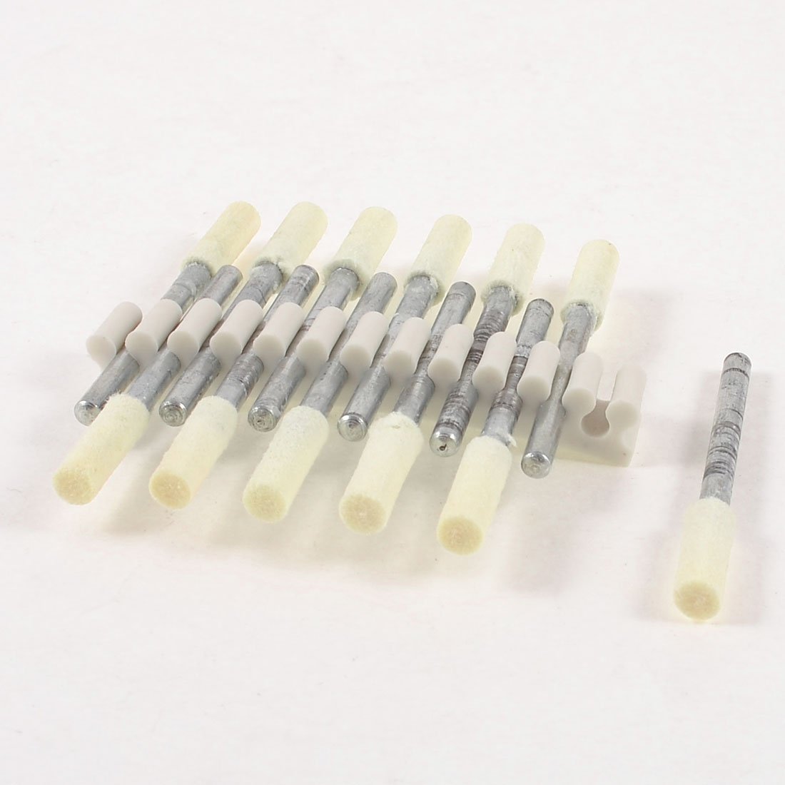 Aexit 12 Pcs Abrasives 4mm x 14mm Cylindrical Grinding Head Wool Felt Bits Model:13as410qo53