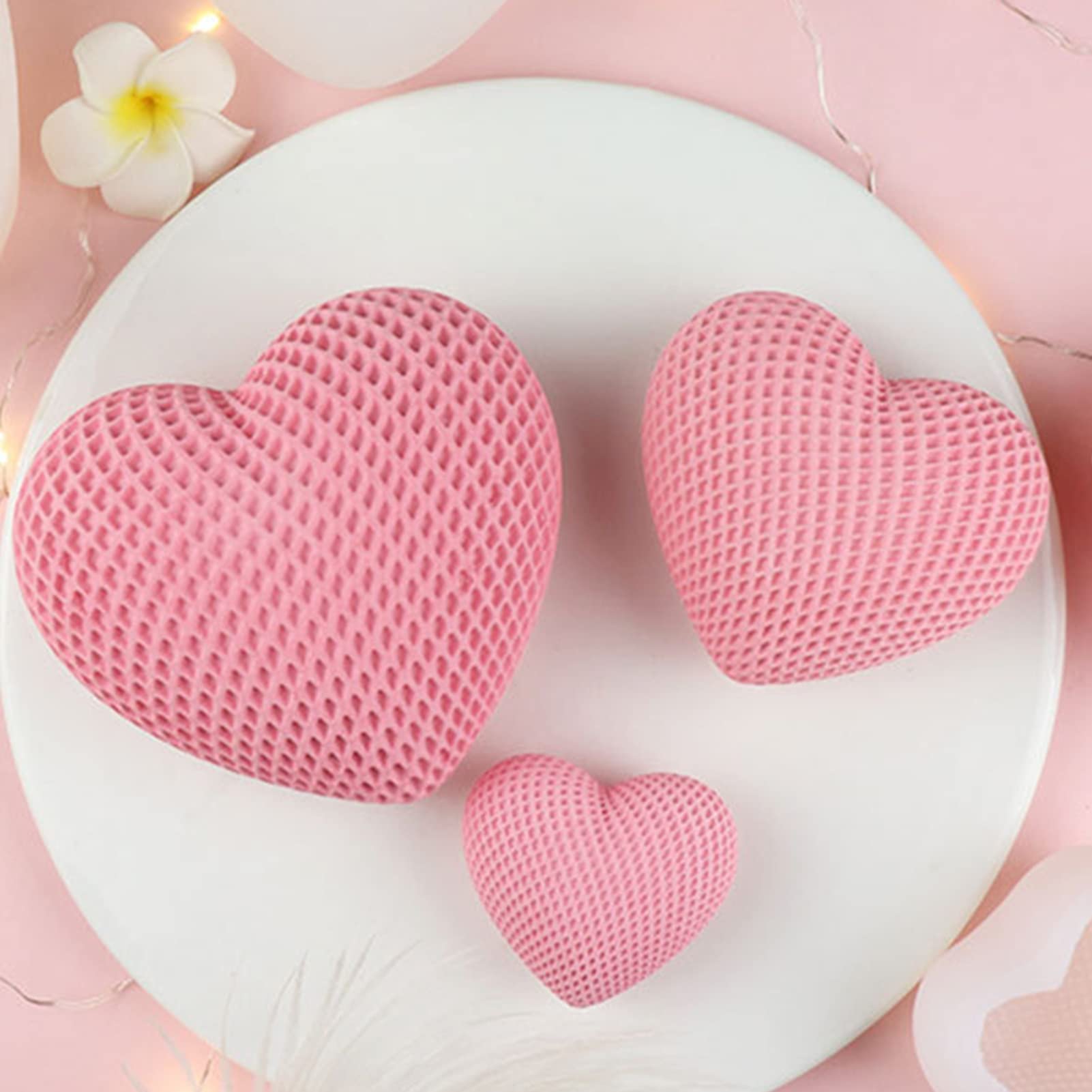 Molde de silicona para vela con forma de corazón, molde epoxi para cocinar para hacer velas, bonos, Savón, decoración del hogar, boda, juego de 3 piezas