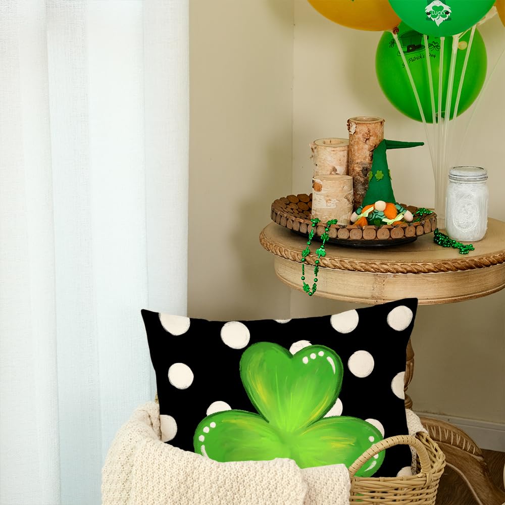 St. Patrick's Day Pillow Covers Set Of 2 – 18x18 Inch Watercolor Clover Design, Farmhouse Decor