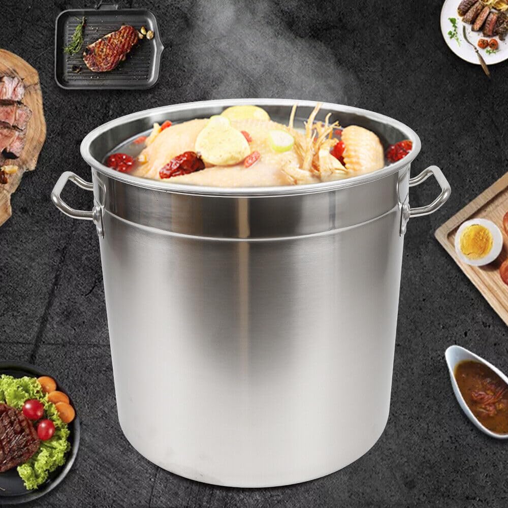 Pentola da cucina in acciaio inox con coperchio, pentola per zuppe, induzione, pentola universale, jumbo professionale, alta qualità, ideale per famiglie e zuppe, pasta, stufati, resistente alle alte