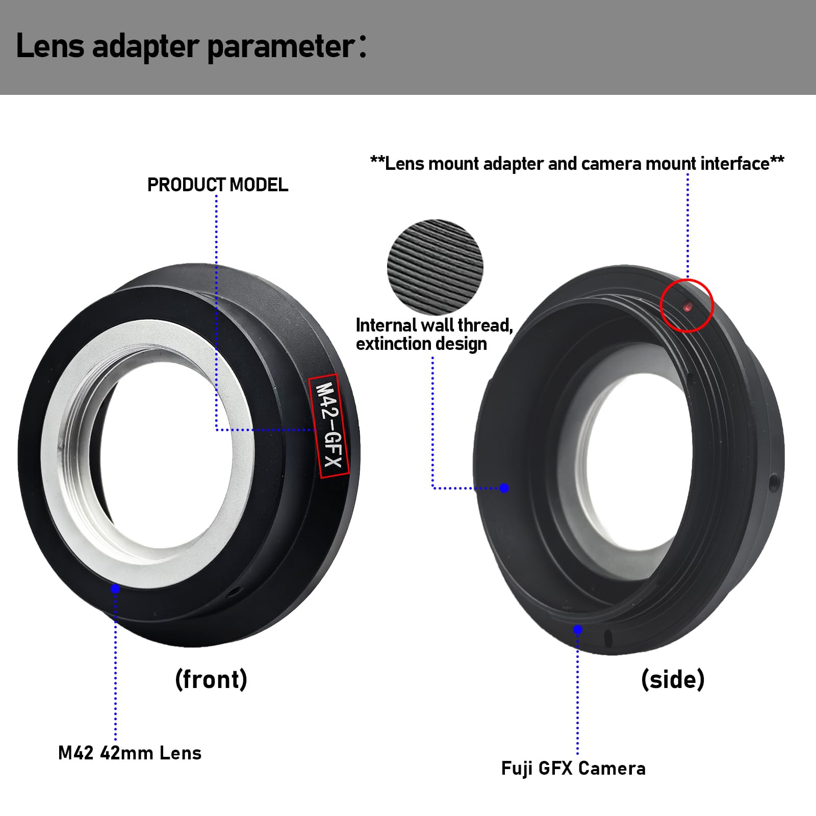 M42-GFX Lens Adapter Handmatige Focus Compatibele M42