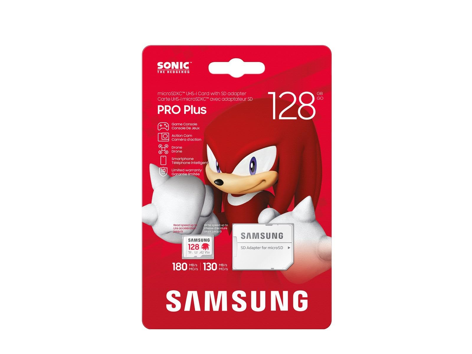 Samsung MB-MD128SA Sonic PRO Plus MicroSD Card for Game Console, Action Cam and Drones 128GB, UHS-I U3, up to 180MB/s