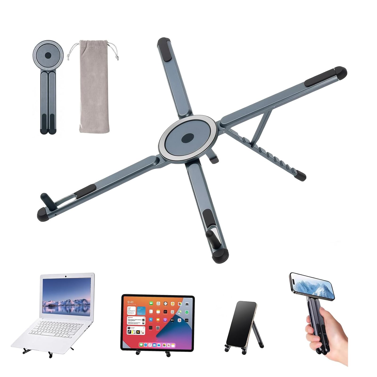 Zocipro 4-in-1 Magnetic Foldable Laptop Stand, Aluminium Alloy
