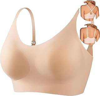 PRETTYWELL Bras for Women Comfort Seamless Bra, Cross Back Adjustable Bralette Bra, Wireless Everyday Bras for Women A-C Cup