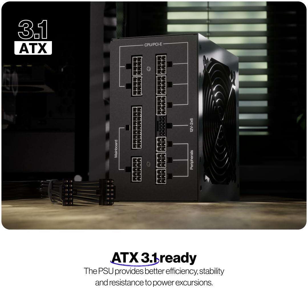ENDORFY Supremo FM6 Gold 850W, Fuente de alimentación para PC ATX 3.1, certificación 80 Plus® Gold, Funcionamiento silencioso, Ventilador fluctus con cojinetes FDB, condensadores 100% japoneses