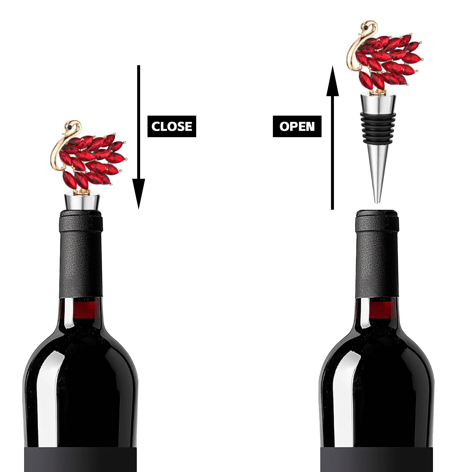 Swan Lot de 2 bouchons de bouteille de vin réutilisables pour boissons (2, rouge)