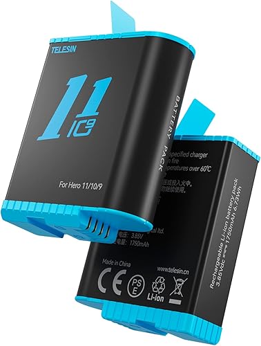 Miniatura 7 de Paquete de 3 cargadores de batería para GoPro Hero 12 Hero 11 Hero 10 Hero 9 Negro Caemra accesorios, estuche de carga triple con cable tipo C, caja