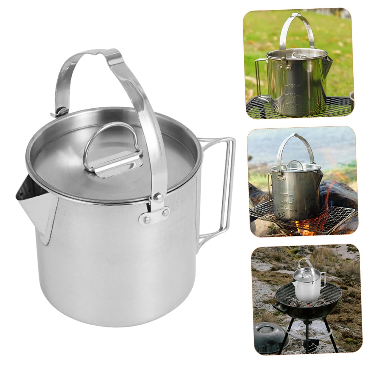 Mipcase Stainless Steel Kettle 1.2l Camping Tea Kettle Portable Teapot Hot Water