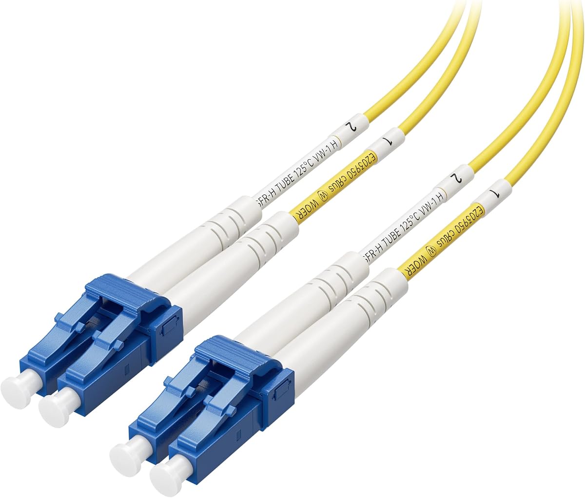 Cable Matters OS2 LC to LC Plenum Fiber Optic Cable, 3.3ft / 1m | OFNP Plenum Fiber Cable, Single Mode Duplex, 9/125µm