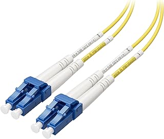 Cable Matters Plenum Rated Duplex OS2 Single Mode Fiber Optic Patch Cable - 2m / 6.6ft, LC to LC UPC 9/125 OFNP OS2 Fiber Optic Cable