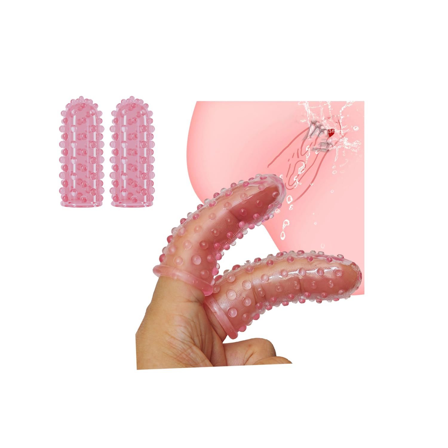 2Pcs Pink Finger Sleeve Finger Condoms Female Sex Toy Finger Vibrator Accessories Vaginal Clitoral G-Spot Stimulator Anal Sex