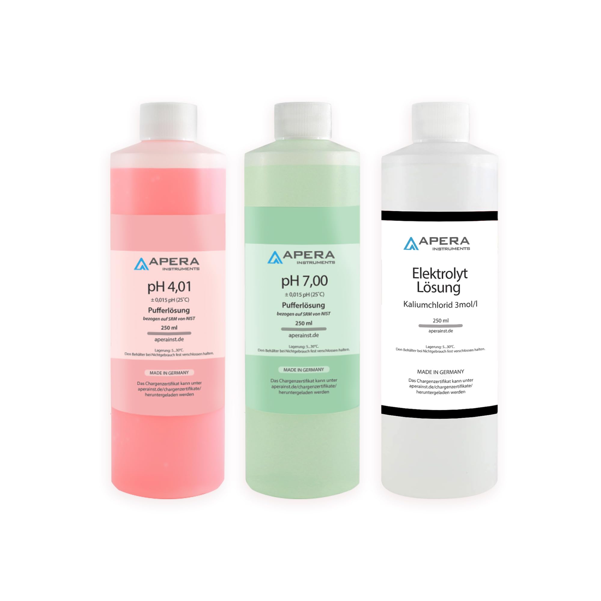 Apera Instruments Bufor pH 4.01/7.00 + 3M roztwór KCl po 250 ml, 1)