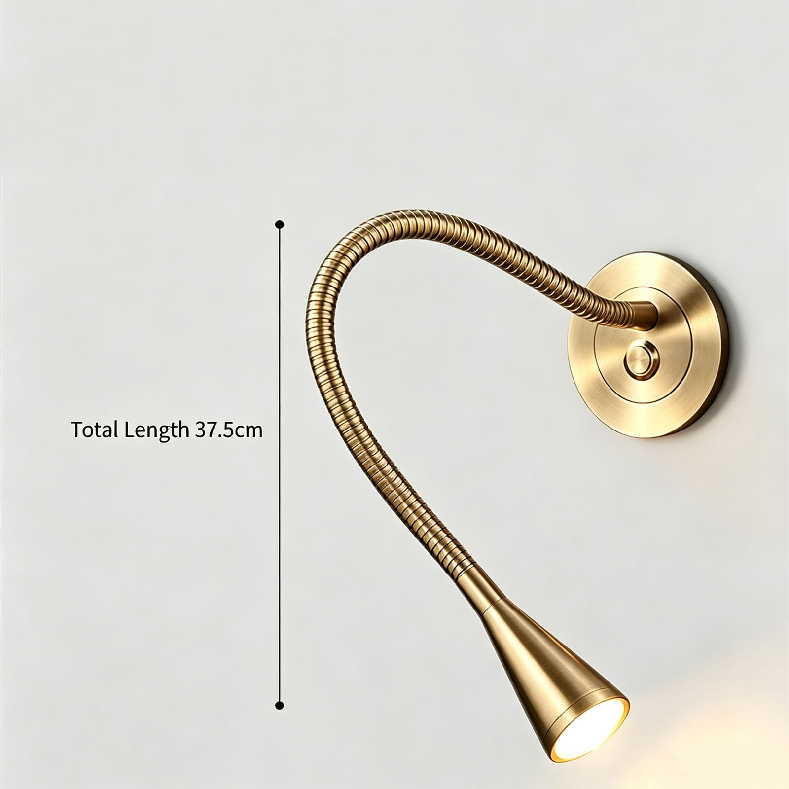 Lámpara De Pared Led Dorada Para Mesita De Noche, Luz De Lectura Con Brazo Flexible, Lámpara De Lectura Moderna Para Dormitorio De 3000k, Interruptor De Botón, Aplique De Pared, Decoración Para