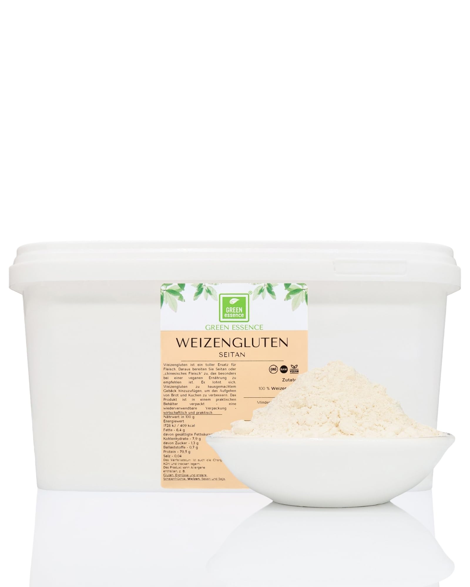 Weizengluten 3kg im Eimer - veganer Fleischersatz - Seitan Basis Pulver - Weizenkleber low carb - natürliches Verdickungsmittel - rein pflanzlich - Weizeneiweiß GroBpackung (3 kg)