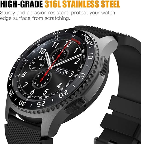 Miniatura 3 de MoKo Anillo de bisel compatible con Samsung Gear S3Galaxy Watch 1.811 in, cubierta adhesiva de bisel de reloj inteligente, protector de acero