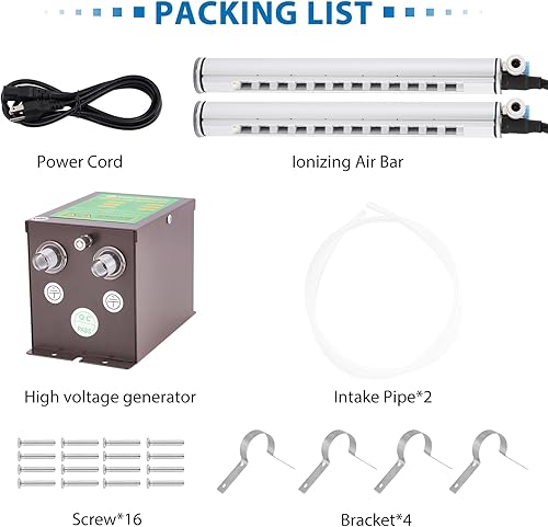 Miniatura 7 de YUCHENGTECH Barra de aire ionizante de 15.7 in antiestática Ionizadora, descargador eliminador estático + generador de alto voltaje de 7KV 110V
