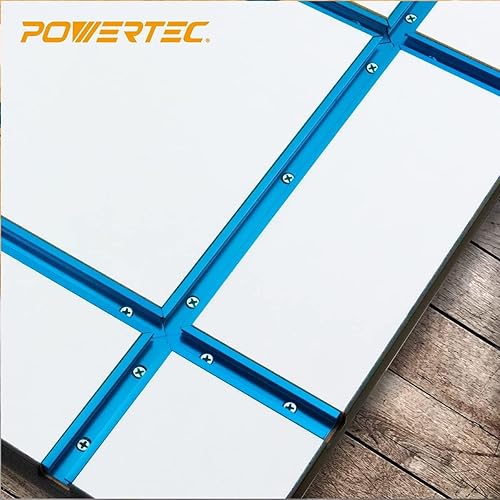 Miniatura 16 de POWERTEC 71169 Pista en T universal de 48 pulgadas con 2 abrazaderas de sujeción, azul anodizado