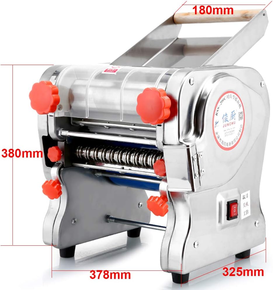TOPCHANCES Pasta Machine, 180mm Automatic Electric Pasta Machine Noodles Press Machine Noodles Cutter with Clamp for Spaghetti Lasagna Tagliatelle, 3mm / 9mm Blade