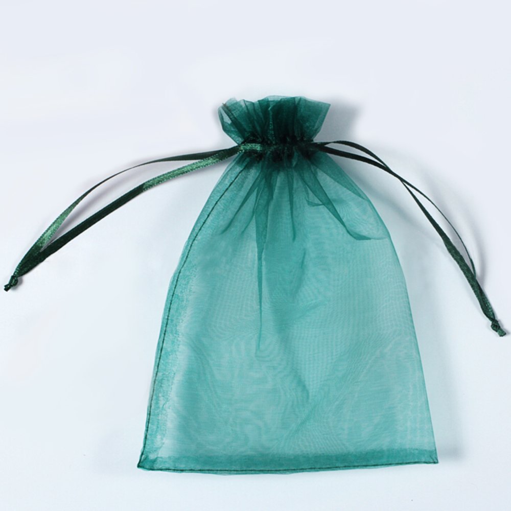 Plecupe Green#1 100 Pcs Organza Bags, Large 7X9 Cm Wedding Favours Bags With Drawstring For Wedding, Christmas, Birthday, Anniversary, Baptism - Green