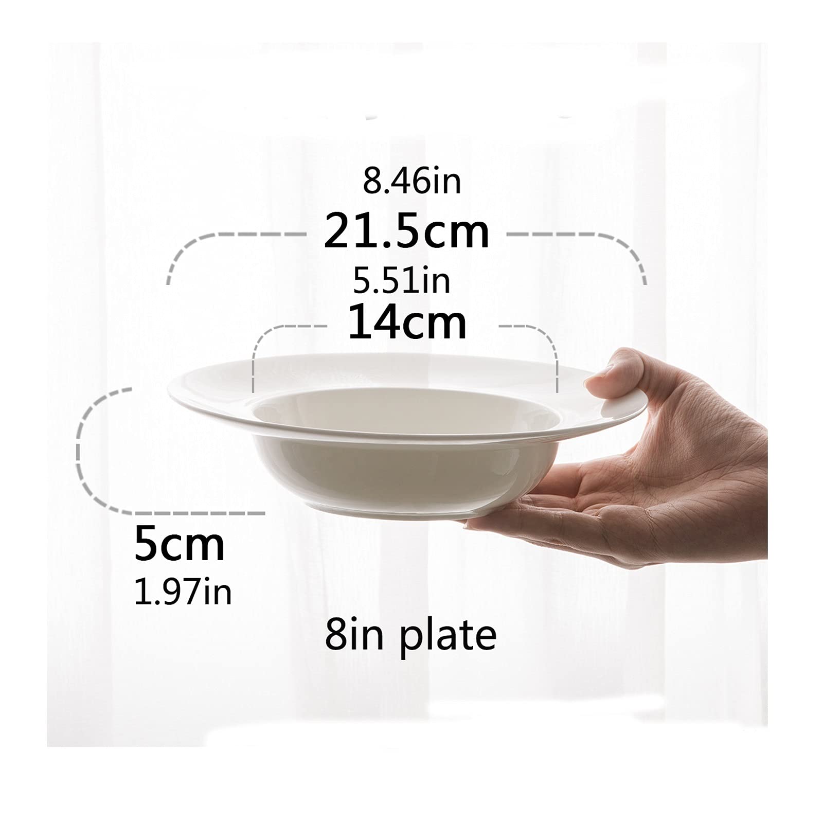 Set di Piatti da Cucina in Ceramica Bianca, Piatto E Ciotola, Piatto da Dessert per Frutta, Elegante Piatto da Portata Adatto per Insalata di Pasta, Palline di Riso Glut,White