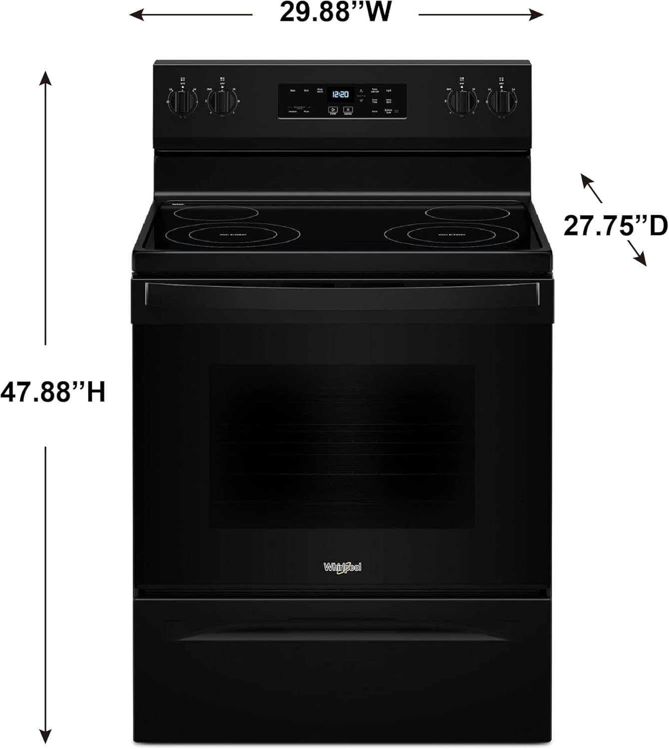 Whirlpool 30 in. 4 Burner Element Freestanding Electric Range in Black