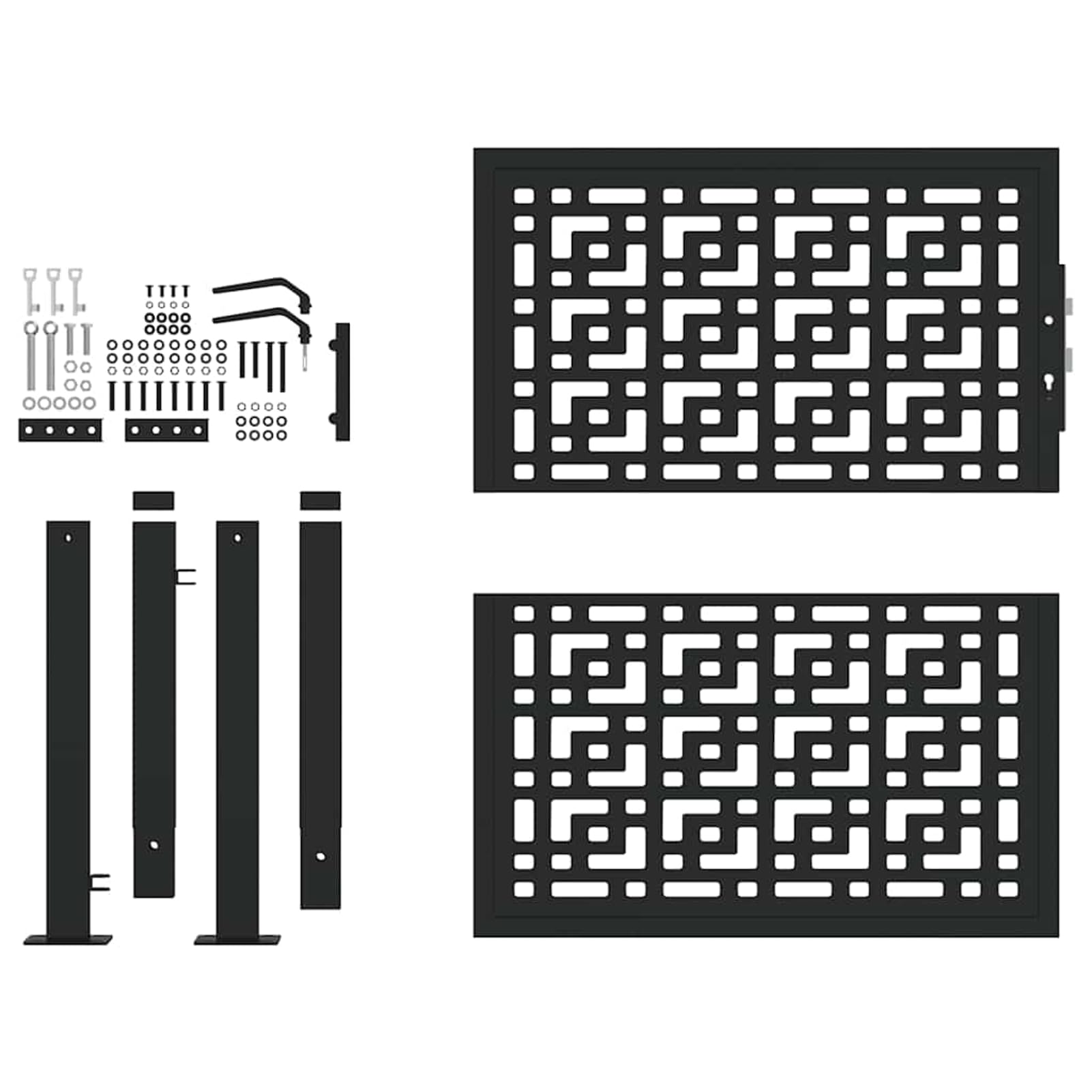 Stahl Gartentor mit Schließsystem, schwarz, 110x106cm, für Terrassen und Einfahrten - Stabiles und Elegantes Design