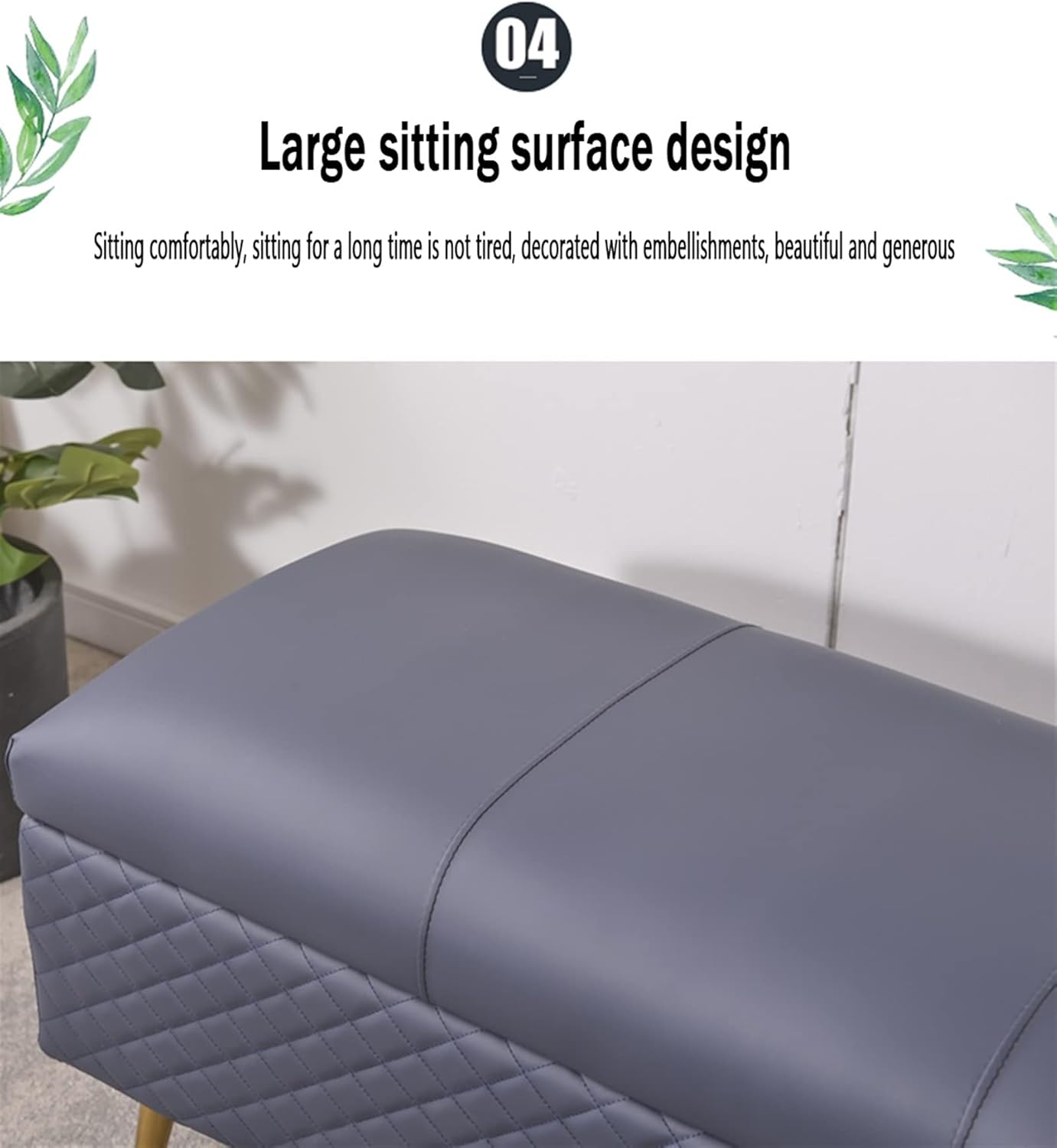 Household Folding Storage Stool, Shoe Changing Stool, PU Leather, Sponge Cushion, Living Room Sofa Stool with Storage Function, Surface Folding Design, 150kg, 80x40x45cm, (Blau)