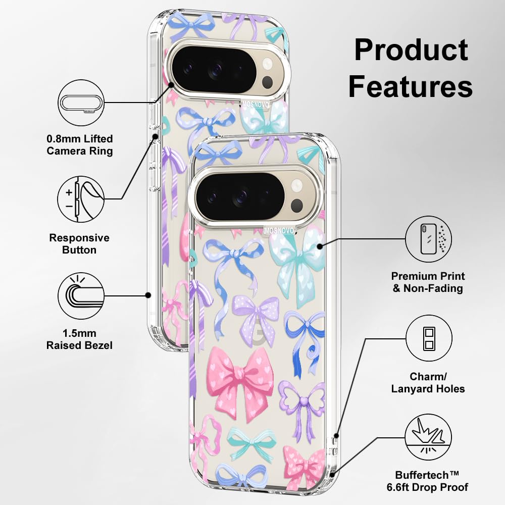 MOSNOVO Case for Google Pixel 10 & Pixel 10 Pro, [Buffertech 6.6ft Military-Grade Drop Protection] [Anti Peel Off Tech] Clear TPU Bumper Phone Case Cover Design - Cute Cherry — view 565