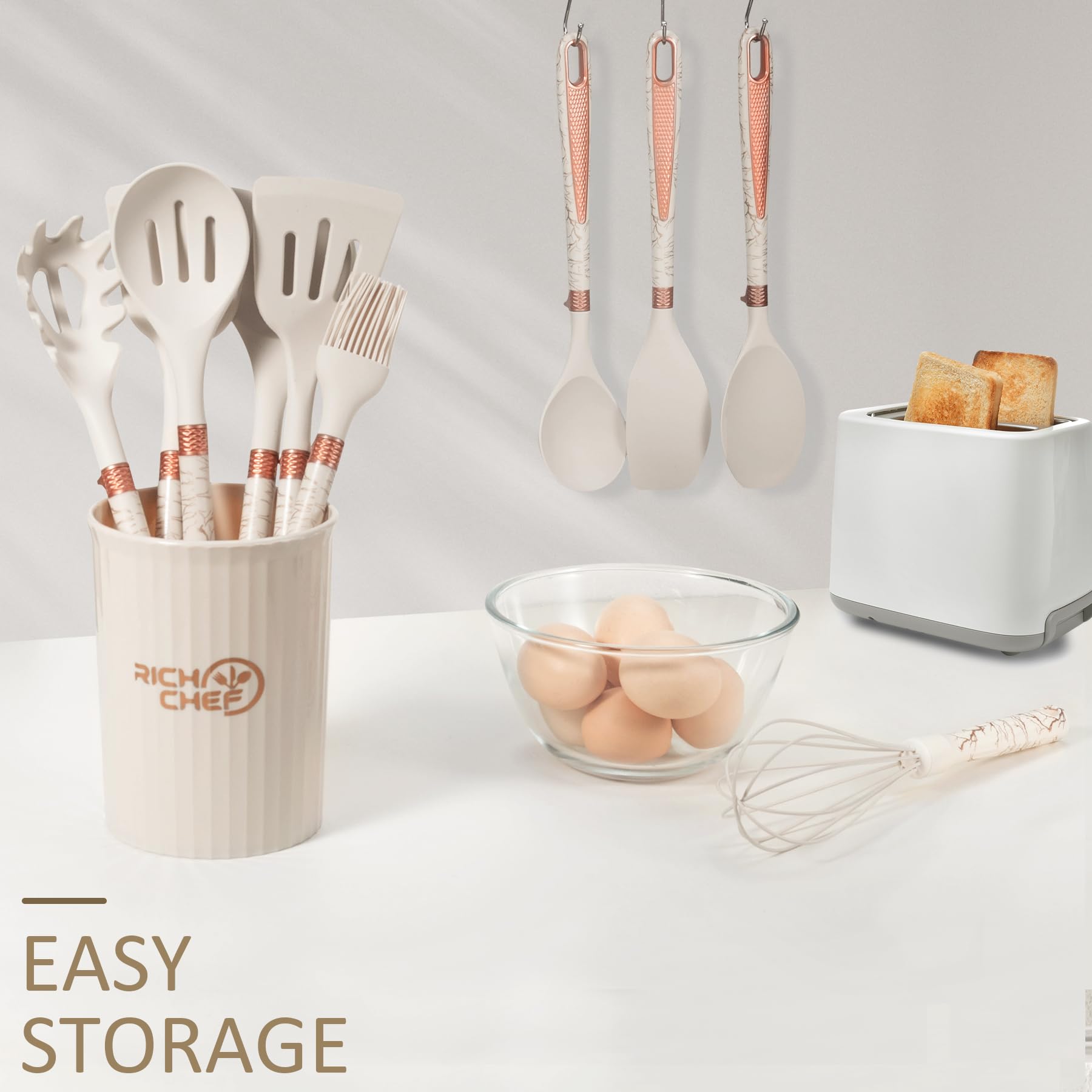 Umite Chef 22-tlg. Silikon-Küchenutensilien-Set – Hitzebeständig Bis 230°C, Spülmaschinengeeignet, Khaki