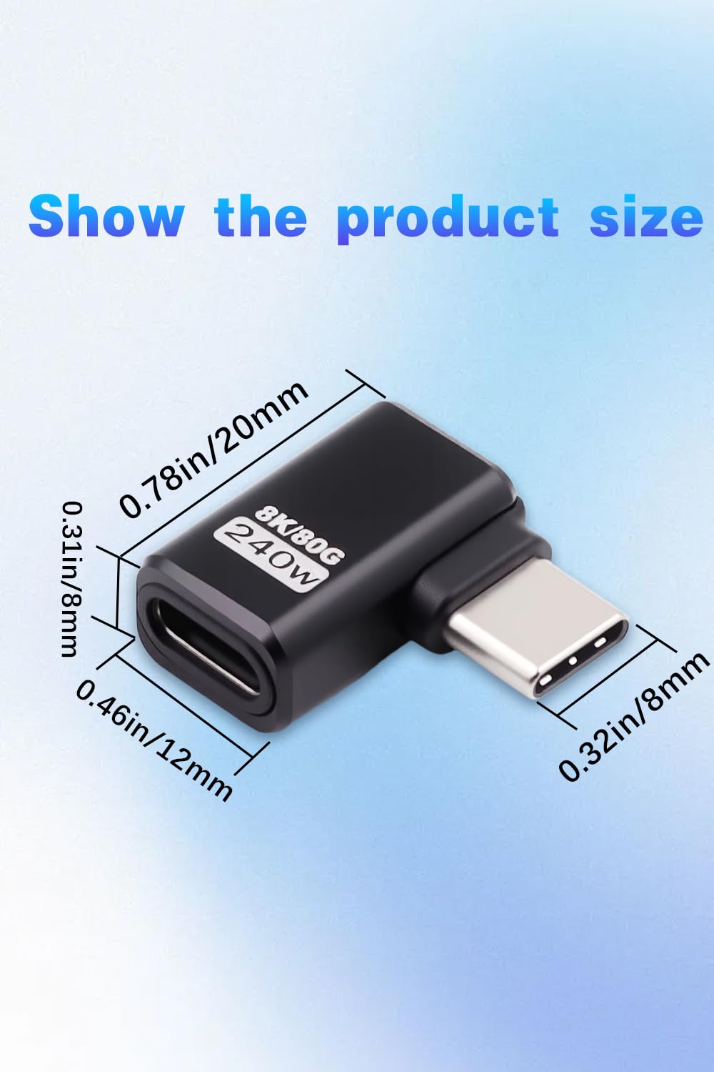 Adattatore USB C Angolato Duttek 90° – PD 240W, 40Gbps, 8K@60Hz, Maschio-Femmina Per IPad, IPhone 15, Steam Deck, MacBook
