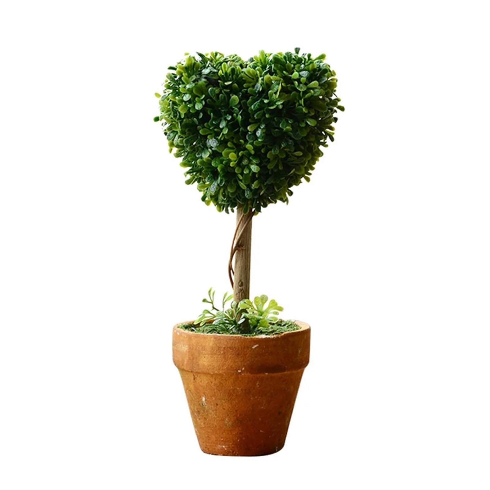 Figura decorativa de boj de 8 pulgadas en maceta con forma de corazón en forma de corazón, perfecta para el hogar y el jardín. Figura decorativa #25