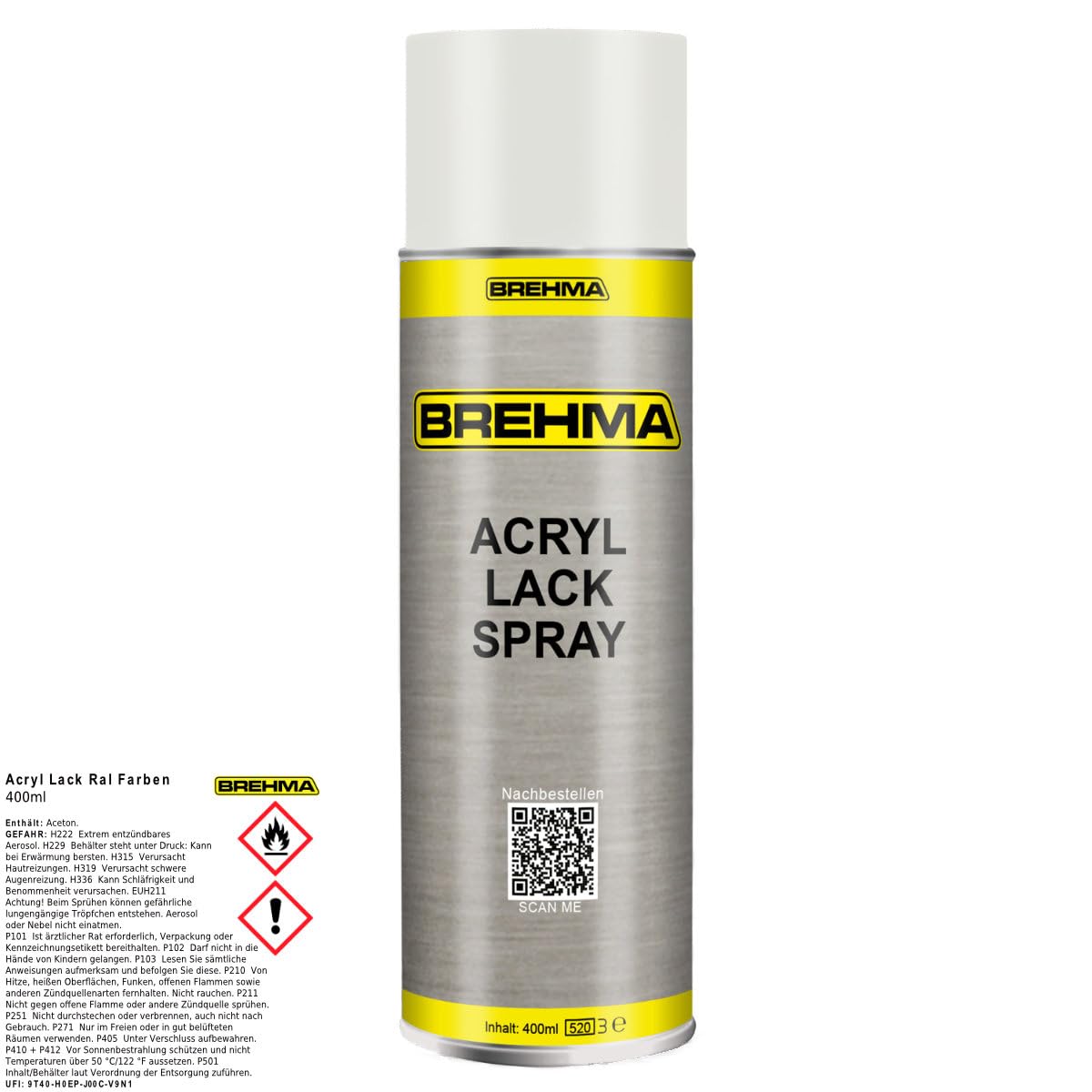 24x Acryl Lackspray Ral 9016 Verkehrsweiss matt Lack Farbe Sprühfarbe 400ml inkl. Griff