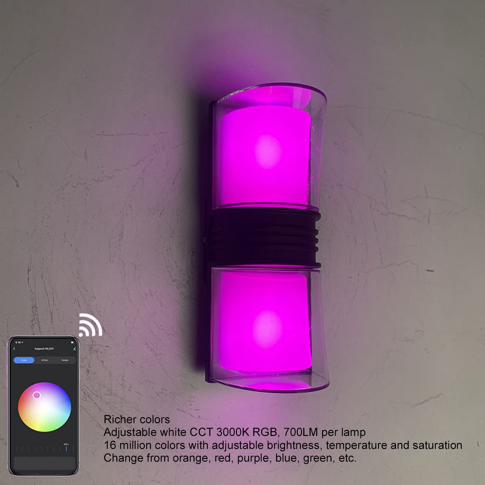 Hyuduo Lampada da Parete LED Smart, Applique WiFi Bluetooth RGBW