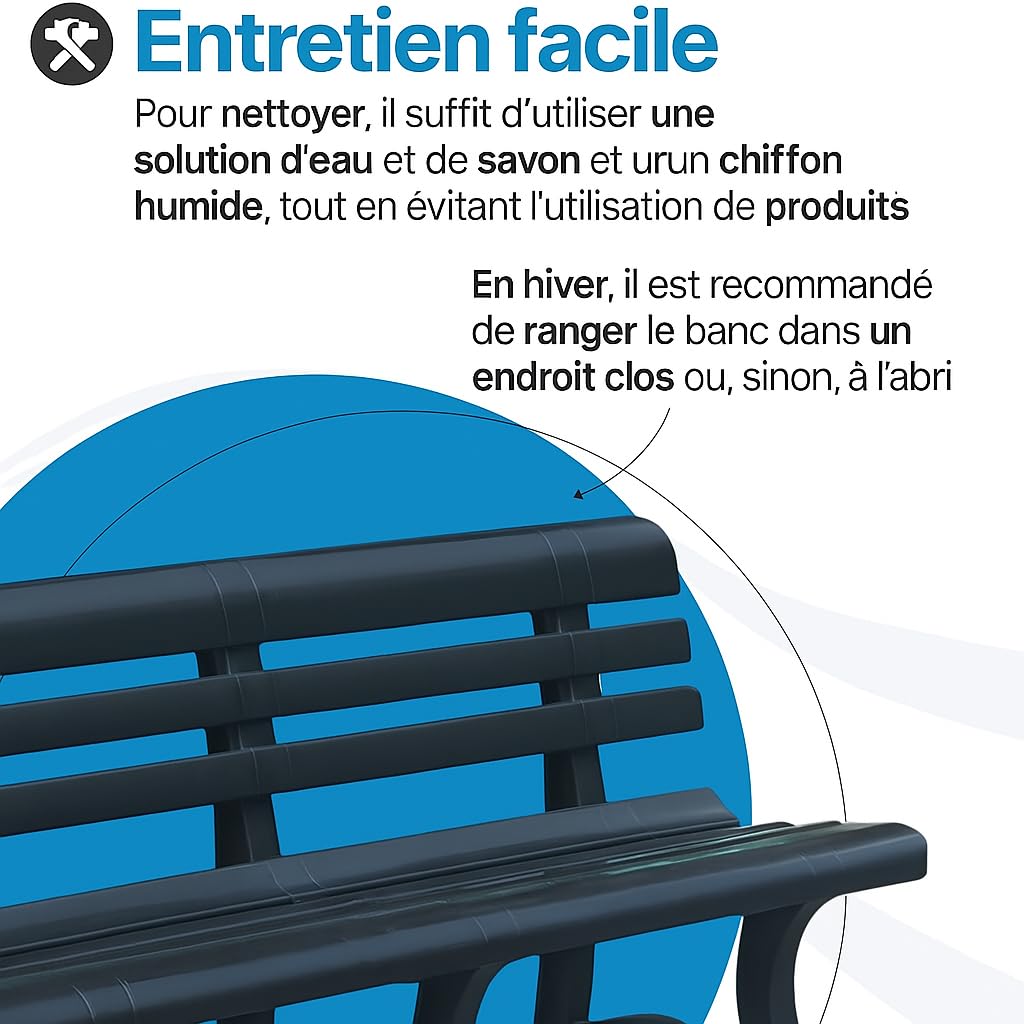 TOMAINO - Banc de Jardin en Plastique 3 ou 4 Places - d'Extérieur pour Balcon, Terrasse Véranda - New Anthracite