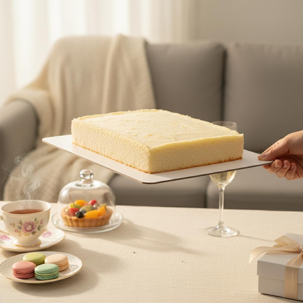 20PCS Rectangle Cake Boards,13.75 x 9.75 Inch White Greaseproof Cardboard, Disposable Half Sheet Cake Board Trays for Sheet Cakes, Pastries, Bakery and Catering
